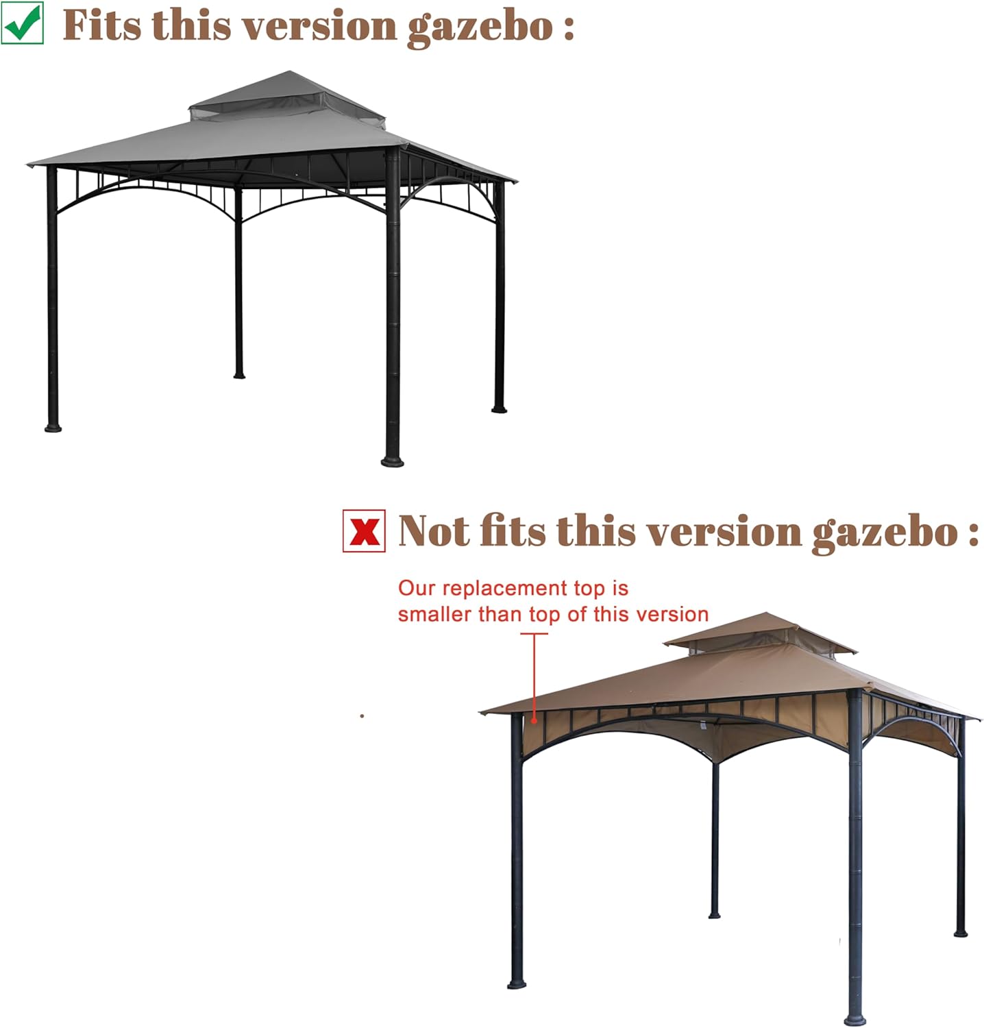 SCOCANOPY Replacement roof Compatible with Target Madaga Gazebo Model L-GZ136PST,Grey