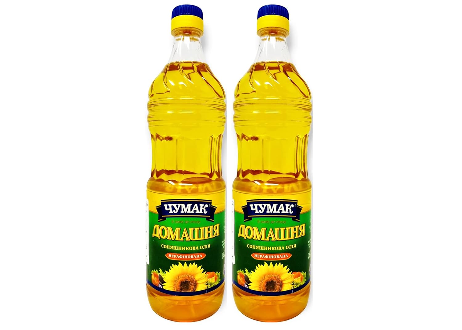 Chumak Sunflower Oil Unrefined, Naturally Expeller Pressed, Non GMO and High-Heat Sunflower Cooking Oil 0.9L Pack of 2