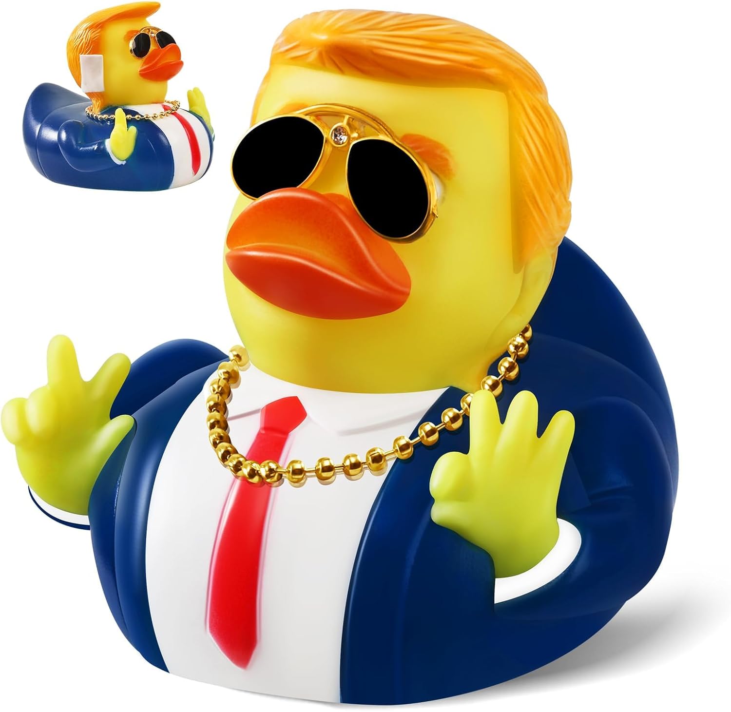 Large President Rubber Duck, 3.5 inch Duck for Ducking with Sunglasses and Necklace, Patriotic Bath Toy, USA Memorial Day 2026 Gifts for Kids Adults Car Dashboard Decorations