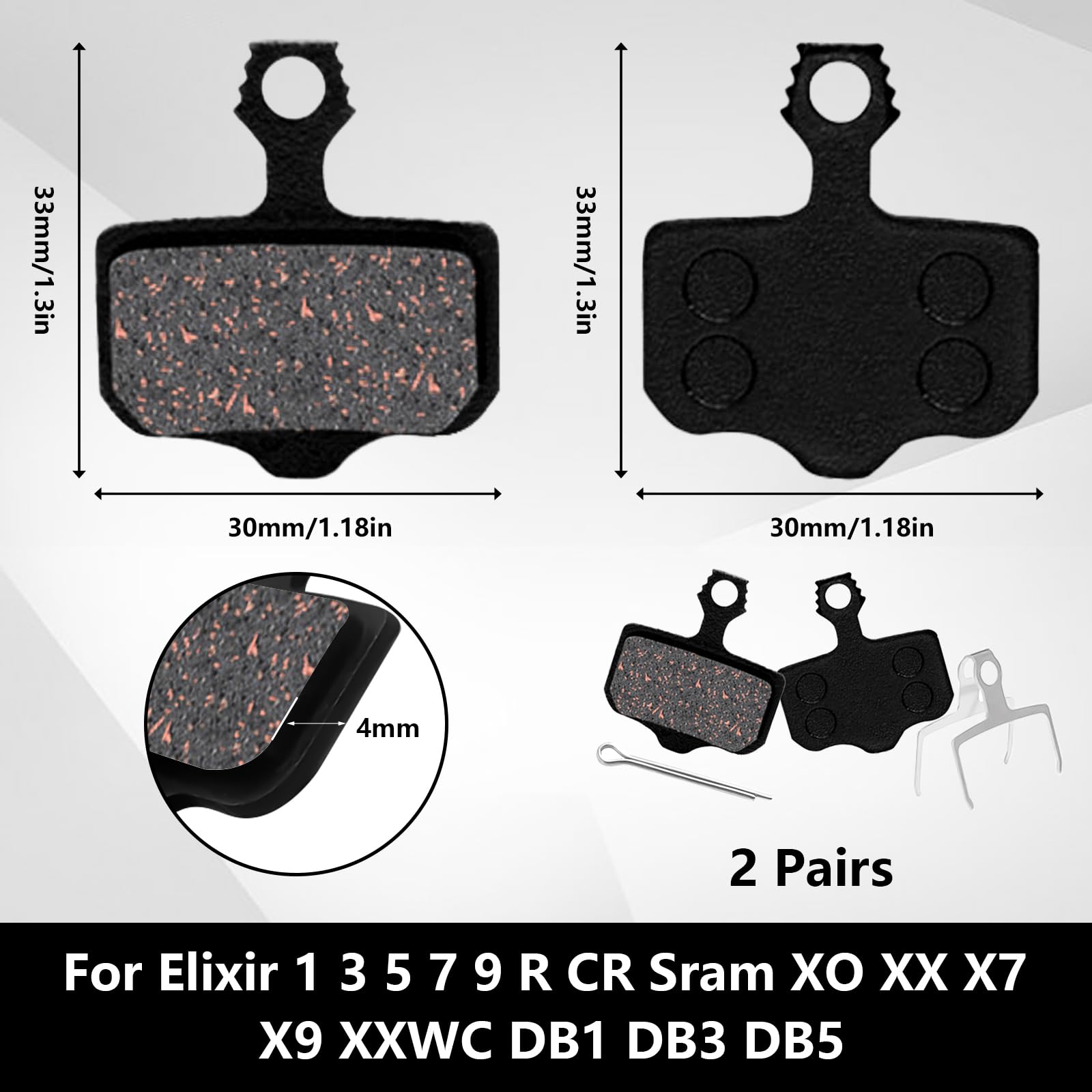 Plaquettes De Frein VTT Semi-Métal PEAKTOP - 2 Paires Compatibles Avid Elixir Et SRAM - Freinage Puissant