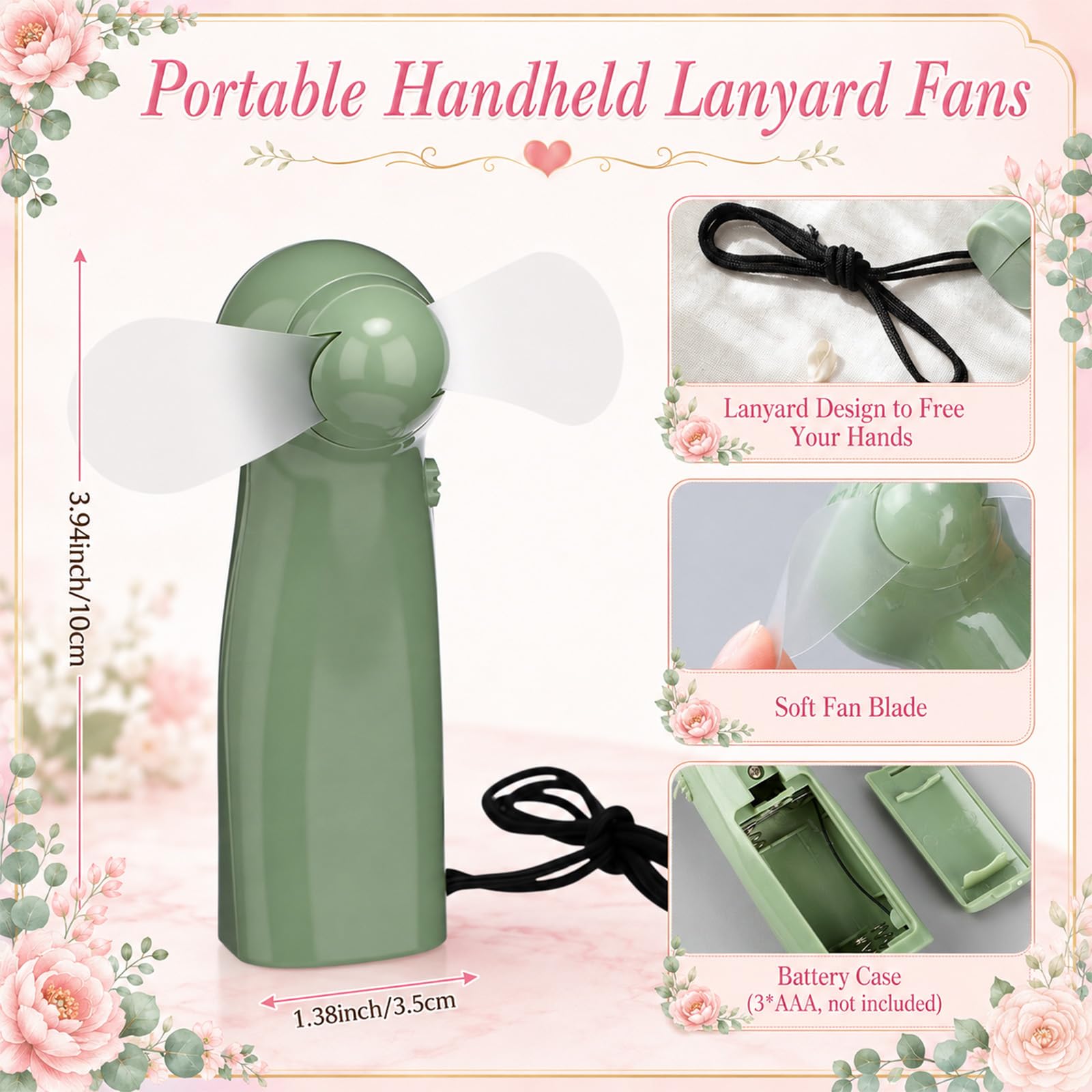 Fumete 24 Sets Hochzeitsfächer für Gäste, Großpackung, Mini-Ventilator, Handventilator, Hochzeit, tragbarer Ventilator mit Dankeskarte, Geschenktüten, batteriebetrieben, kleine persönliche Fächer für