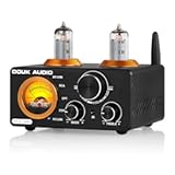 Douk Audio ST-01 PRO 200W Bluetooth Amplifier&comma; 2 Channel Vacuum Tube Power Amp with USB DAC&sol;Coaxial Optical Inputs&sol;VU Meter&sol;Treble Bass Control for Home Theater&sol;Stereo Speakers &lpar;Upgrade Version&rpar;