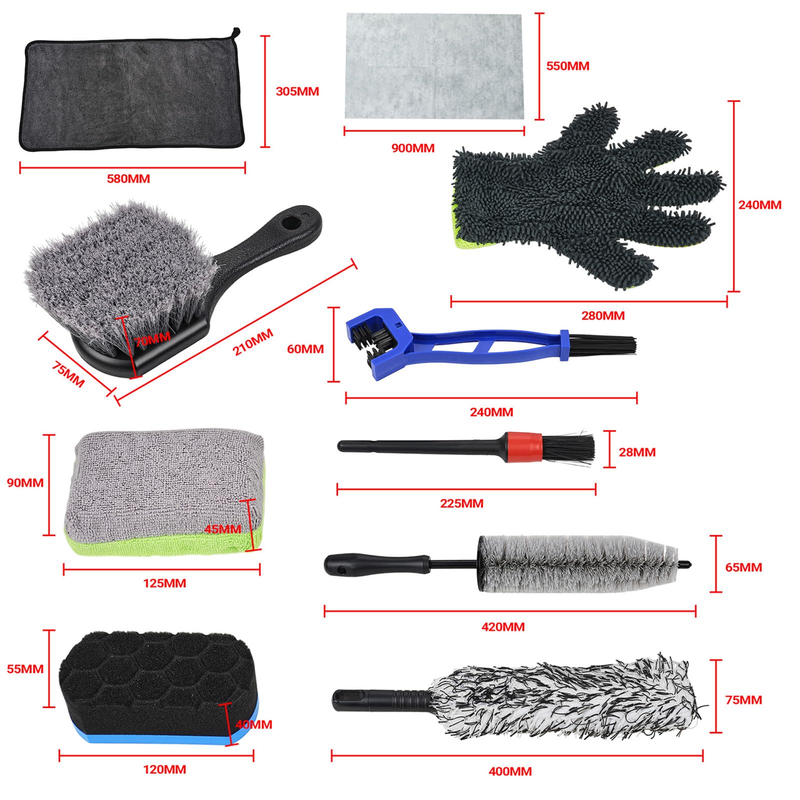 Set di strumenti per lavaggio e pulizia moto