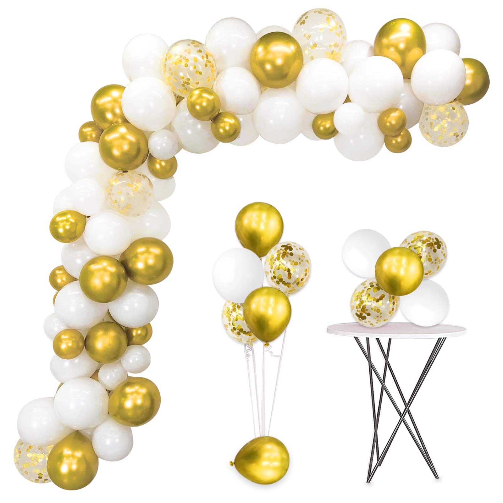 White And Gold Balloons Arch Garland Kit 118 Pcs Party Balloons White