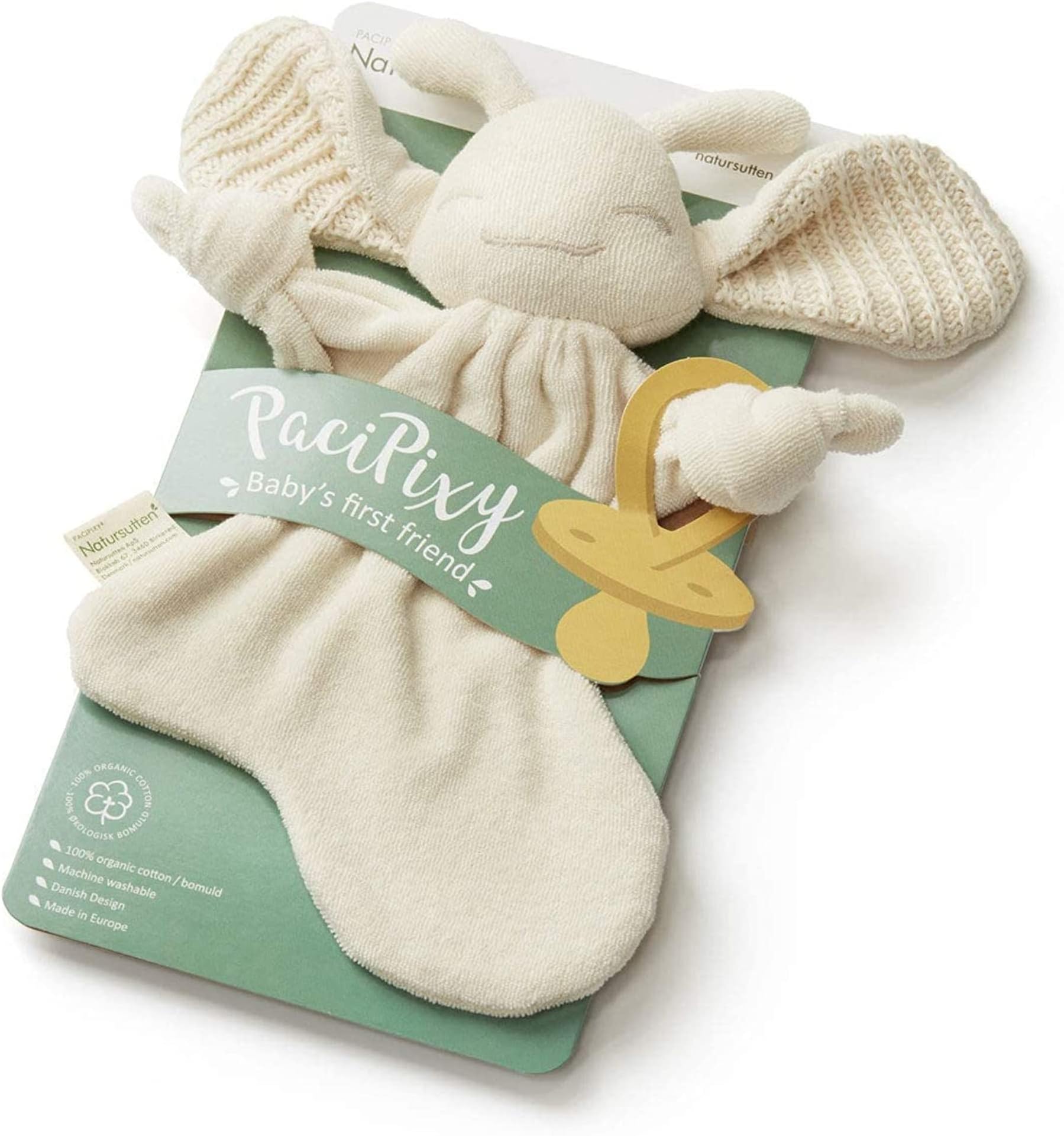 Natursutten PaciPixy - Baby Comforter, Natursutten Pacifier Holder & Security Blanket - Organic Cotton Teether and Fairy Baby Toy - Machine Washable