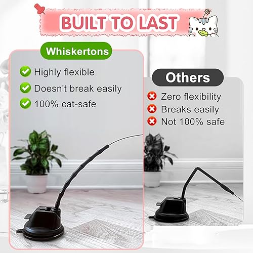 Miniatura 5 de Juguete interactivo para gatos con ventosa fuerte, juguete de plumas para gatos de interior con campana, alambre flexible y 5 plumas de repuesto,