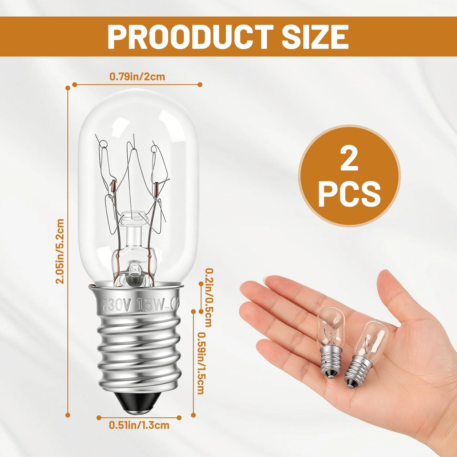 2 Stück Kühlschranklampe E14 15W, Kühlschrank Birne warmweiß 2700K T20, Glühbirne Gefriertruhe, Nähmaschine, Dunstabzugshaube, Salzlampe, Weihnachtsbeleuchtung Vitrine Vielseitige Haushaltsbeleuchtung