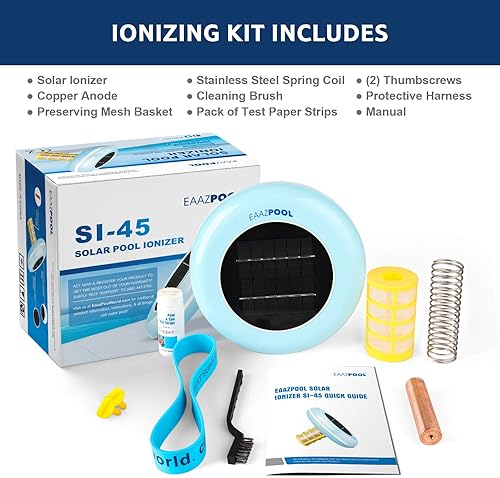 Miniatura 5 de Ionizador solar para piscinas  Hasta un 85% menos de cloro  Dispositivo de limpieza de piscinas  Purificador solar de piscina sin cloro y