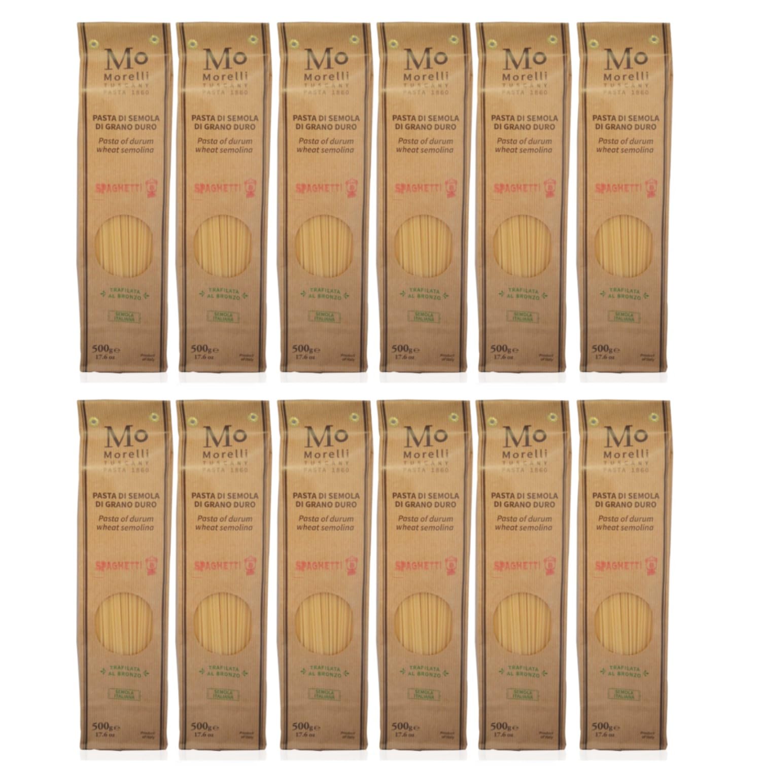 Morelli Pasta di Semoladi Grand Duro Spaghetti Pasta Nudeln Italien inkl. FeinWert E-Book (12 x 500g)