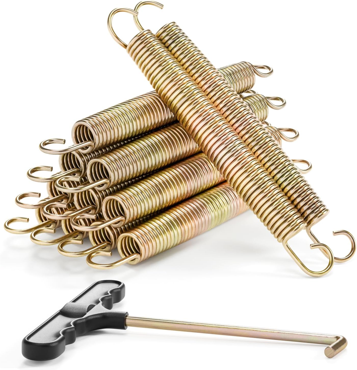 3.5"-8.5" Trampoline Springs, Heavy Duty Stainless Steel Trampoline Accessories with Swivel & Straight Hooks, Universal Trampoline Replacement Parts Includes T-Hook Tool, 12-48 Pack