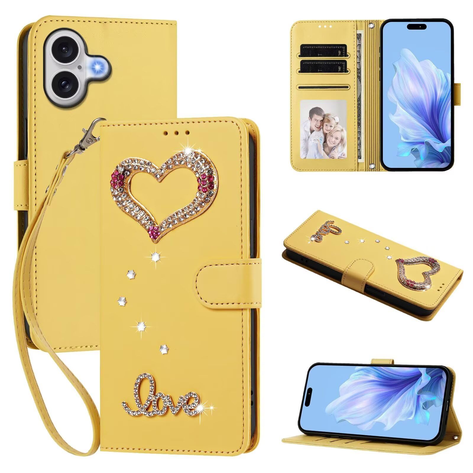 xinyunew Handyhülle für Samsung Galaxy A40 Hülle Premium,Gelb | Magnet Leder Klapphülle StoßfestRetro PU Leder, 3 Kartenfach, Standfunktion, Schutzhülle, Flip Case, Handyhülle