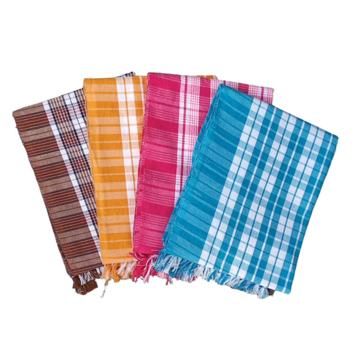 SJ SHINE Super Soft Cotton Bath Towel/Thorthu/Thondu Non-Terry Gamcha Bath Towels Quick Drying Light Weight, Thin Towels for Bath Men & Women (65 * 130 cm)- (Multicolor, 2)-image-9