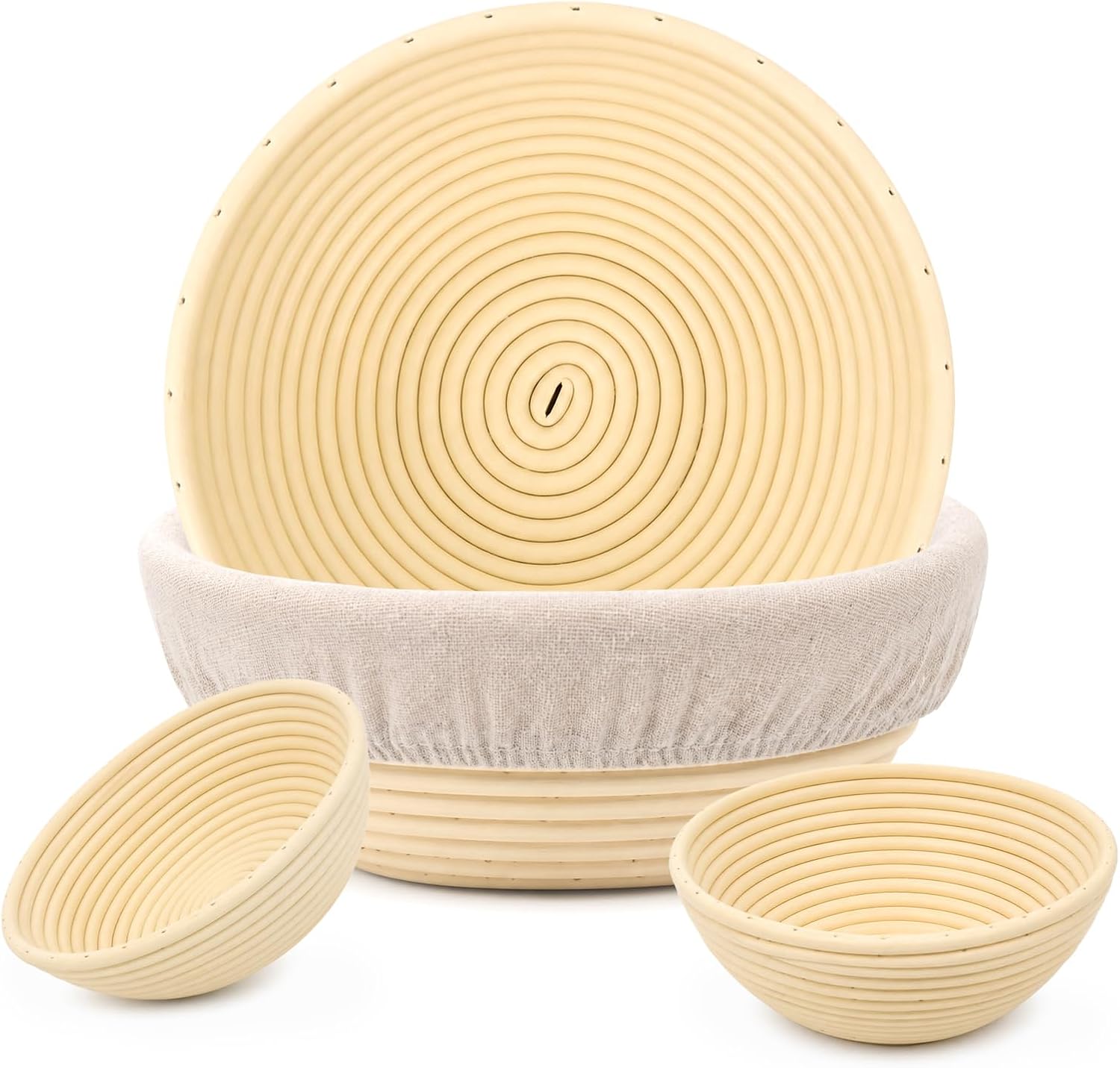 4 PCS Banneton Bread Proofing Basket, Round Sourdough Set with 4 Liner