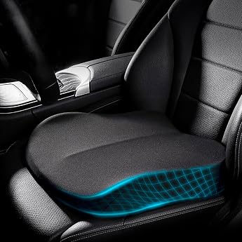 Car Seat Cushion Memory Foam Car Seat Cushion for Drivers Seat Booster Seat Adult Orthopaedic Wedge Cushion Comfortable Front Seats Car Cushion for Office Chair Wheelchair Black