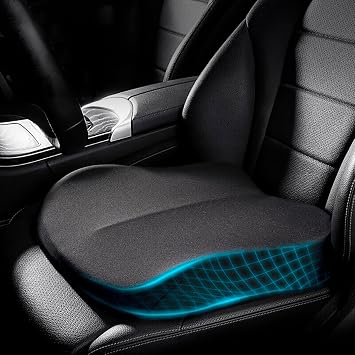 Car Seat Cushions for Driving, Comfort Memory Foam Wedge Driver Seat Cushion, Adult Booster Cushion, Adult Booster Seat for Car, Height 3.9 inch, for Car, Truck, Long Trips,Black