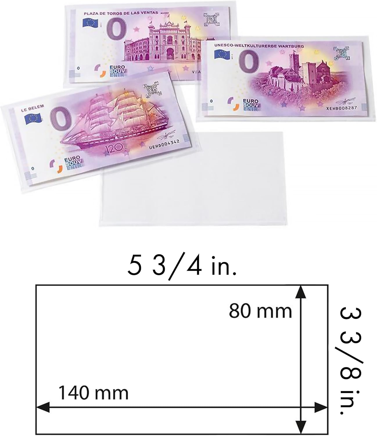 Lighthouse - Clear Top-Loading Currency Sleeve for Banknotes up to 5 1/2" x 3 1/8" - Pack of 50 (5 3/4" x 3 3/8")