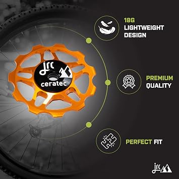 JRC Components 11T Ceramic Pulley Wheels | Compatible with Shimano, SRAM & Campagnolo 9/10/11 Speed for Road Systems | Hybrid Ceramic Derailleur Pulley Wheels