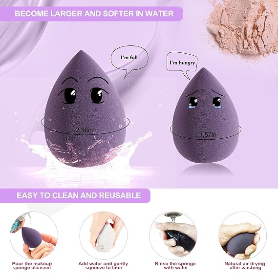 DUAIU 5Pcs Hair Brush Set with 4Pcs Makeup Sponge for Women, Beauty Essential Paddle Brush Tools and Blending Sponge