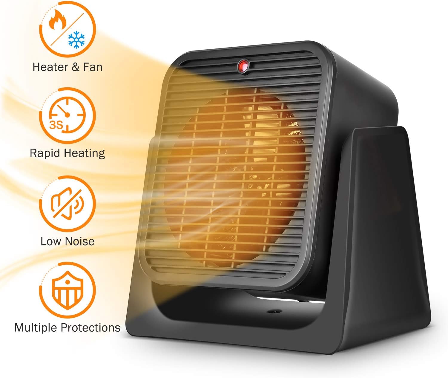 TRUSTECH 2 in 1 Cooler & Heater - Desk Electric Small Cooling and Heating Fan Combo W/Tip Over & Overheat Protection, Desktop for Indoor Use Home Room Office Bedroom Room Personal