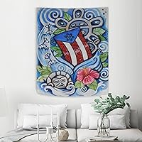 Vista 6 de Kizon Tapiz de Puerto Rico Boricua con bandera puertorriqueña para colgar en la pared, decoración del hogar, tapiz puertorriqueño para Puerto Sala