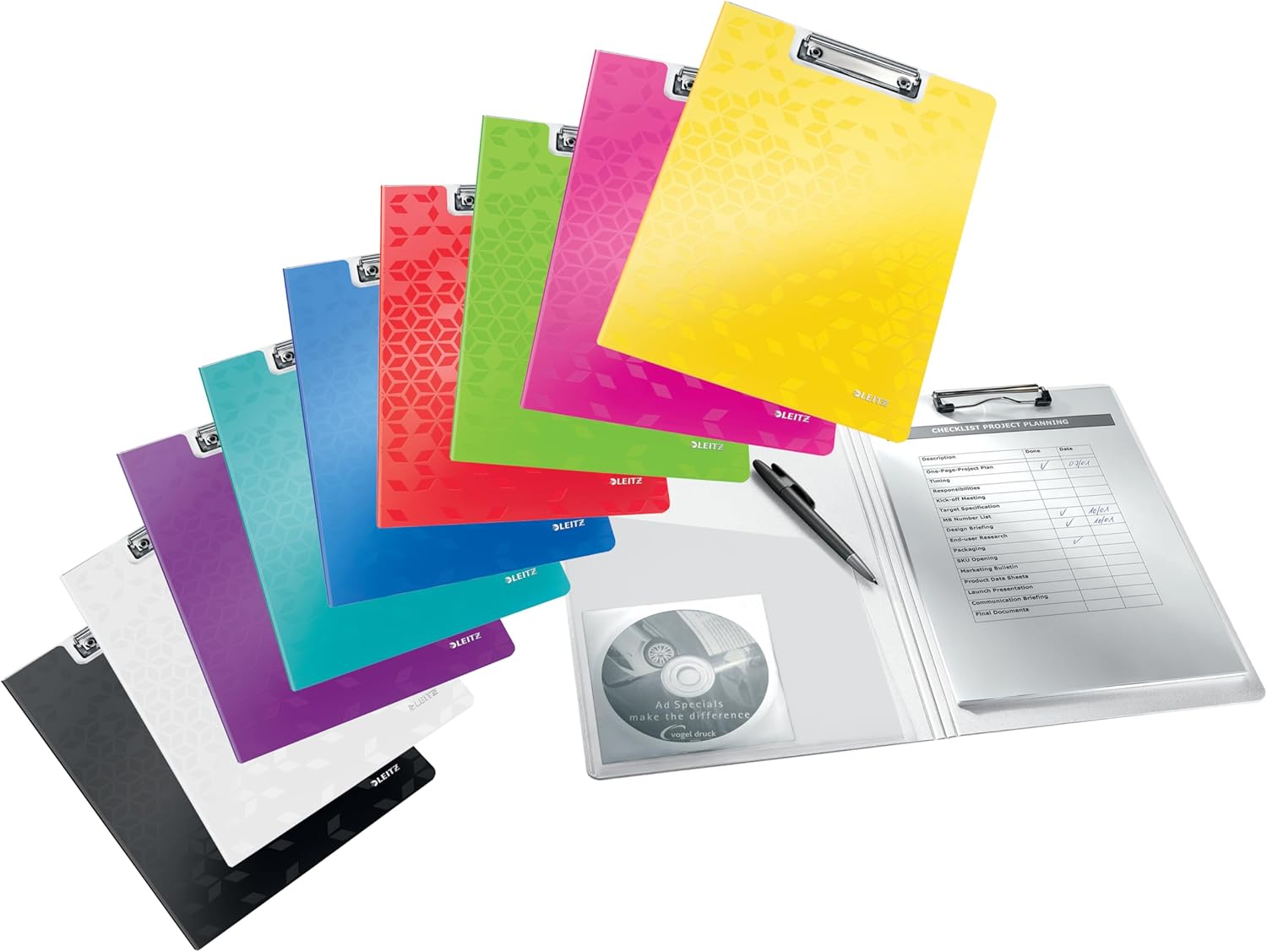 Leitz A4 Clipfolder with Cover, Lightweight Polyfoam, Wow Range, Metallic Purple,41990062