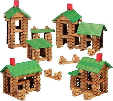 Tumble Tree Timbers Wood Building Set 450 Pieces. Build Log Cabins. Educational STEM Toy
