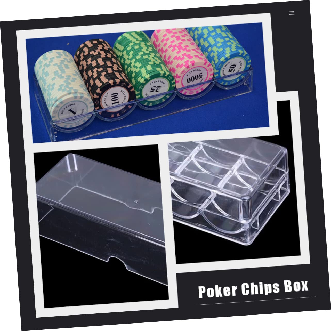 Wakauto Poker Chip Organizer Acrylic Chip Rack Square Storage Bins Lids for Easy Organization