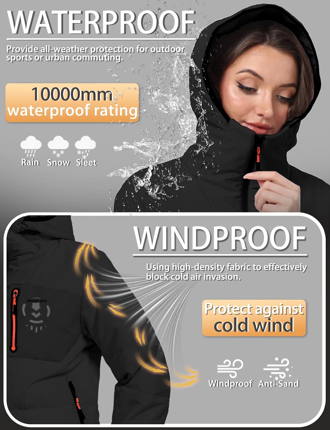 Women's Puffer Jacket Warm Winter Down Coat Waterproof Hooded Parka Coats Thicken Insulated Outerwear - Image 4