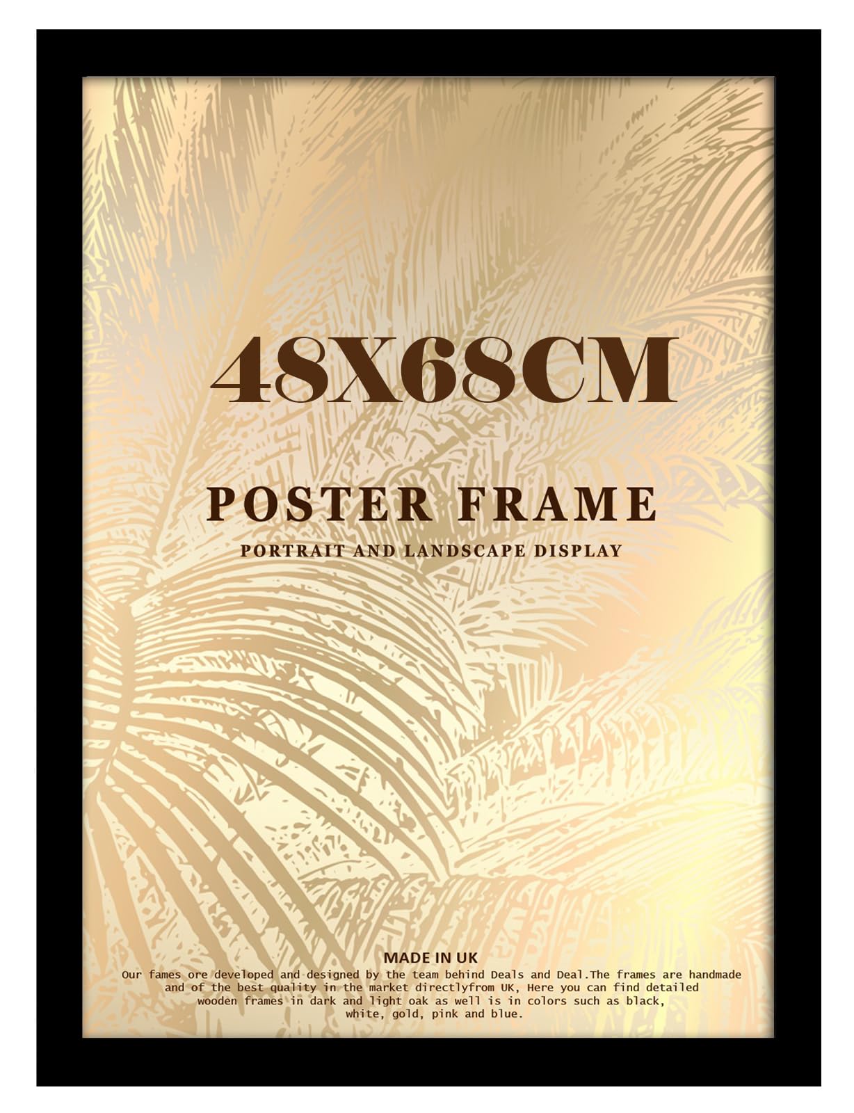 DEALS ON DEAL Flat Modern Black Hand Crafted Large 68x48 cm Poster Picture Frame Solid Wood Jigsaw Puzzle Artwork Frame for Home and Office