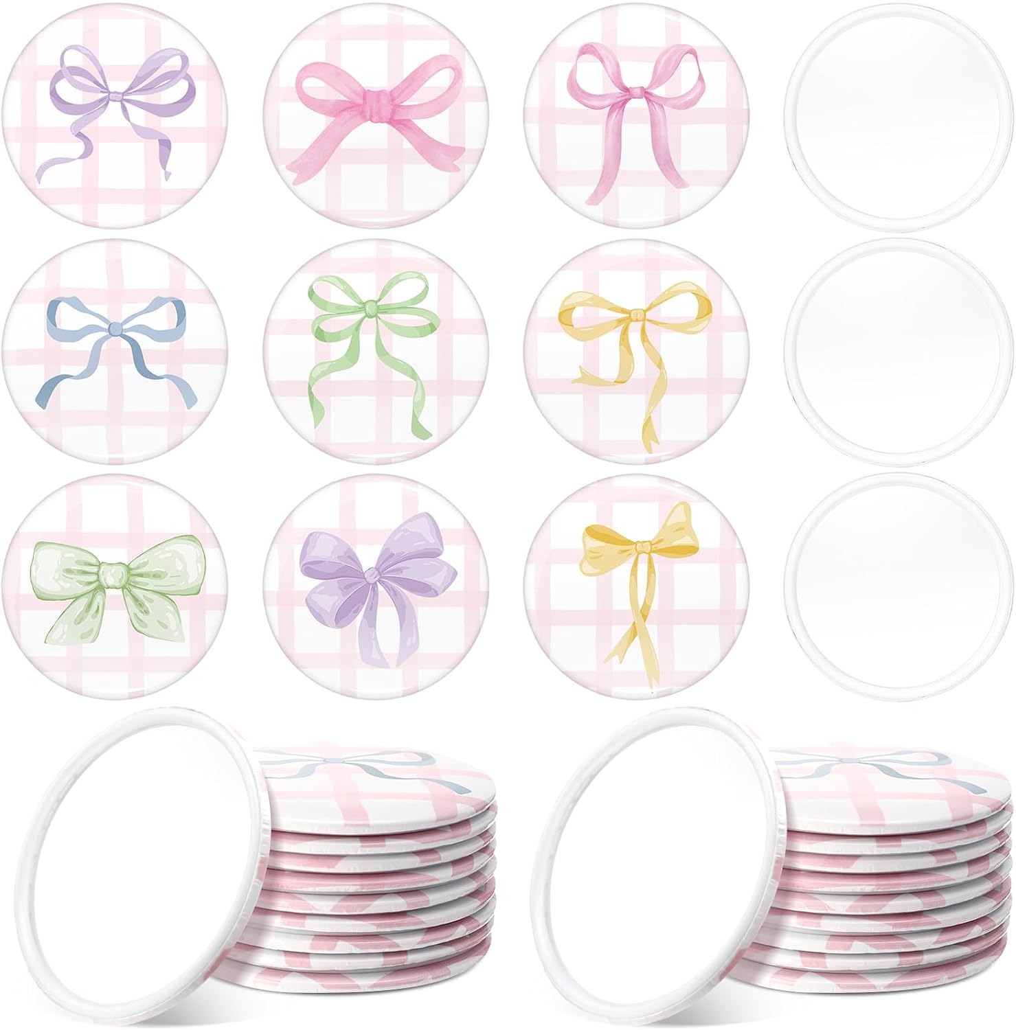 36 Pcs Bow Party Favors Mini Compact Mirror Bulk Coquette Aesthetic Party Favors Little Pocket Mirrors for Women Girl Birthday Valentine's Day Gifts (Stylish Style,Multicolor)