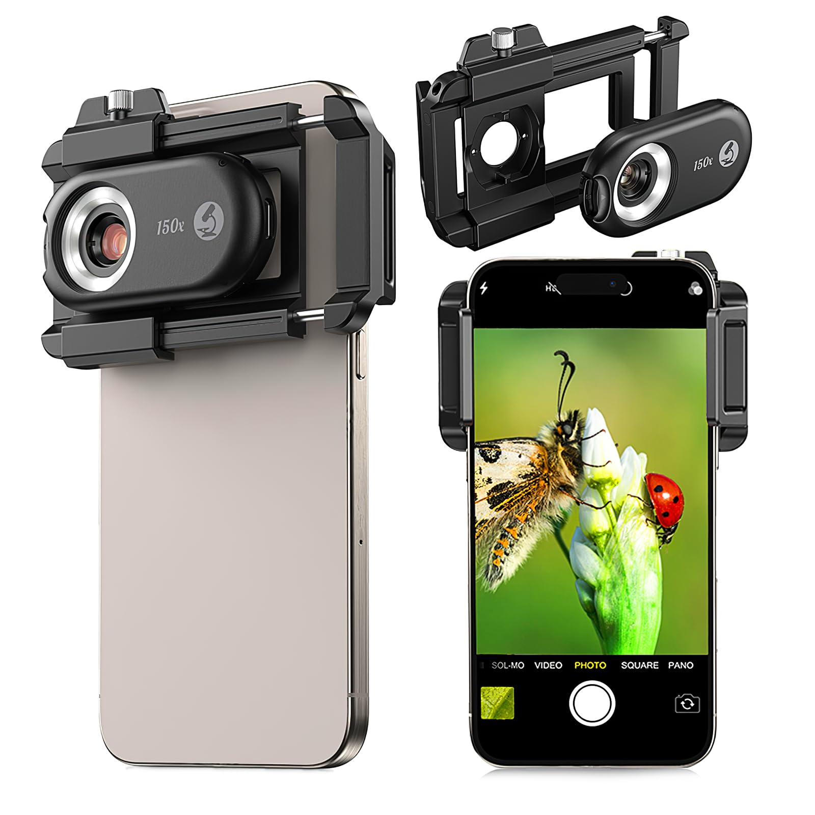 Kolertron Phone Microscope Lens,150X Phone Microscope for CPL Lens/LED/UV Light, Mini Pocket Digital Microscope, Portable Pocket Phone Microscope Lens Attachment,iPhone/Andriod Phone Compatible