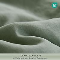 Vista 4 de TOSMO Juego de 2 fundas de almohada 100% lino tamaño Queen, fundas de almohada lavadas a la piedra, cierre de sobre, fundas de almohada suaves