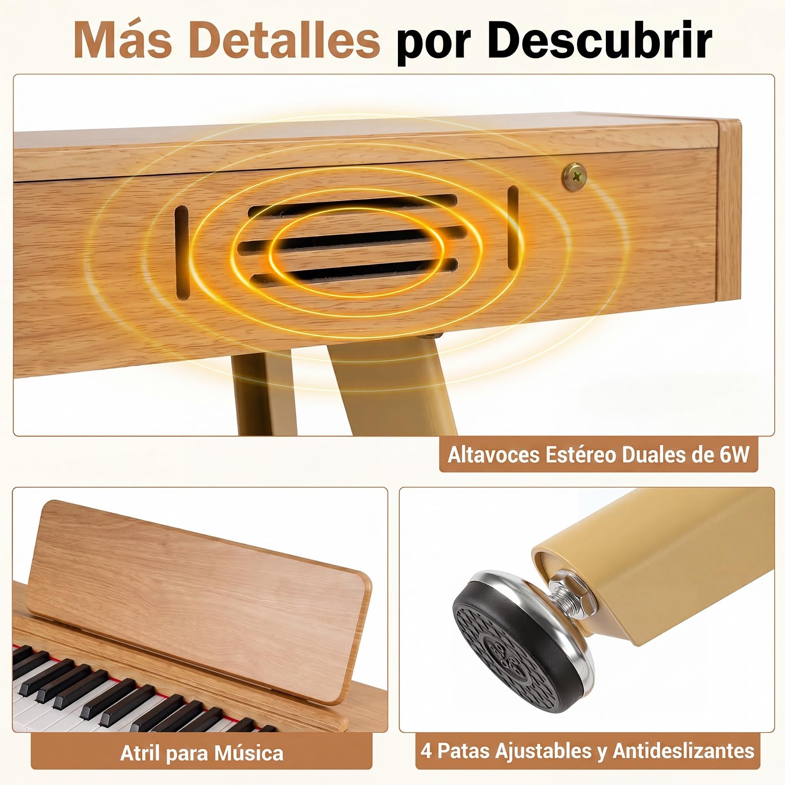 COSTWAY Piano Digital 88 Teclas,Piano Eléctrico Doméstico para Principiante | Teclado Musical Semicontrapesado con Atril, 3 Pedales, 80 Canciones de Demostración, 800 Tonos, 600 Ritmos y MIDI USB
