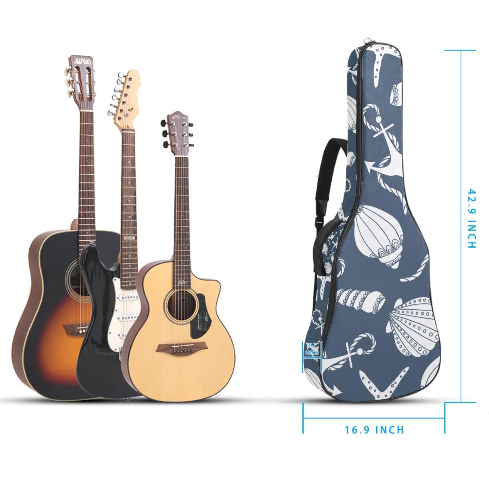 Torba na gitarę akustyczną wodoodporny plecak na gitarę grubo miękko wyściełana muszla klasyczna obudowa na gitarę, wielobarwny, 42.9x16.9x4.7 in, Organizer do torby