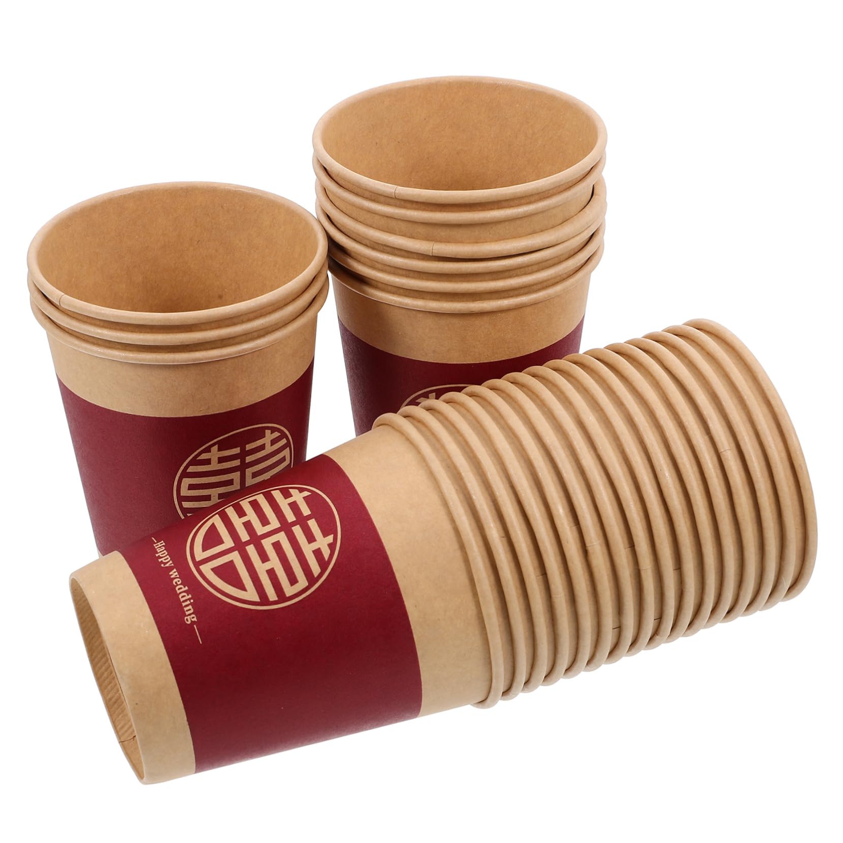 ULTECHNOVO 5 zestawów Happy Cup Kubki Papierowe Papierowy Na Wesele Chińskie Kubki Weselne Kubki Weselne Na Przyjęcie Jednorazowe Kubki Weselne Na Napoje Filiżanki Do 50szt*5