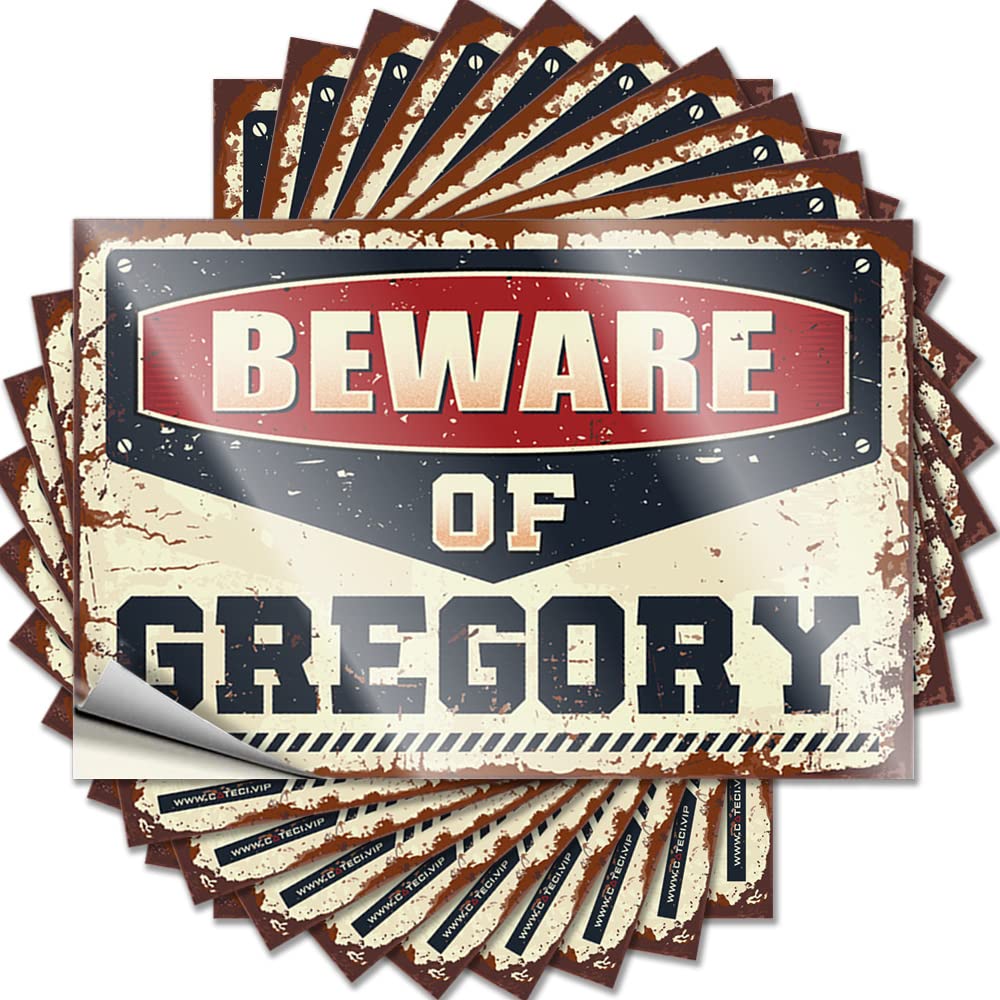 Inappropriate Stickers Beware of Gregory Funny Sticker 10 Pcs Mechanic Stickers Funny Bumper Sticker(8X12CM)