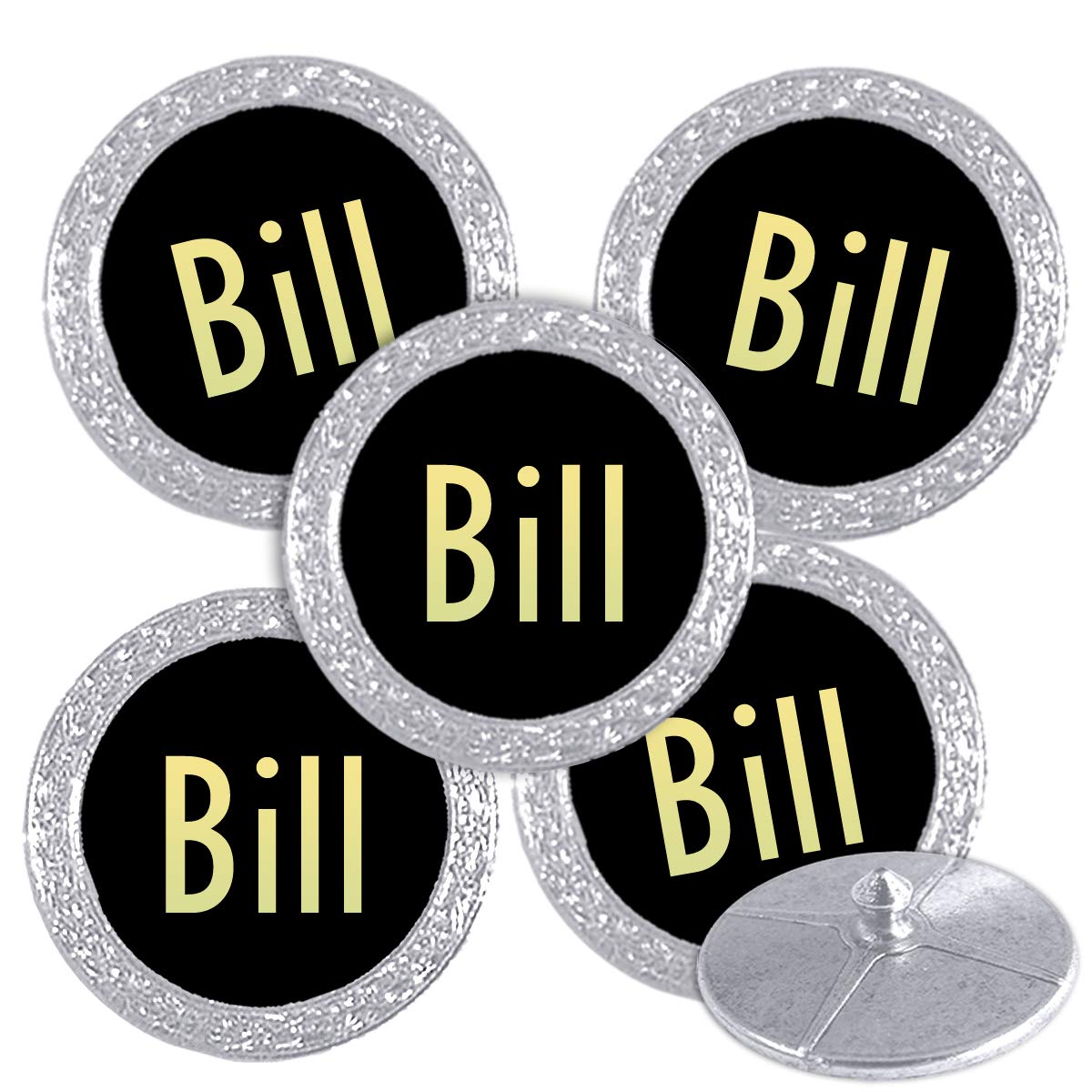 Best Impressions Silver Coloured Golf Ball Markers with Names (Bill) — image 1