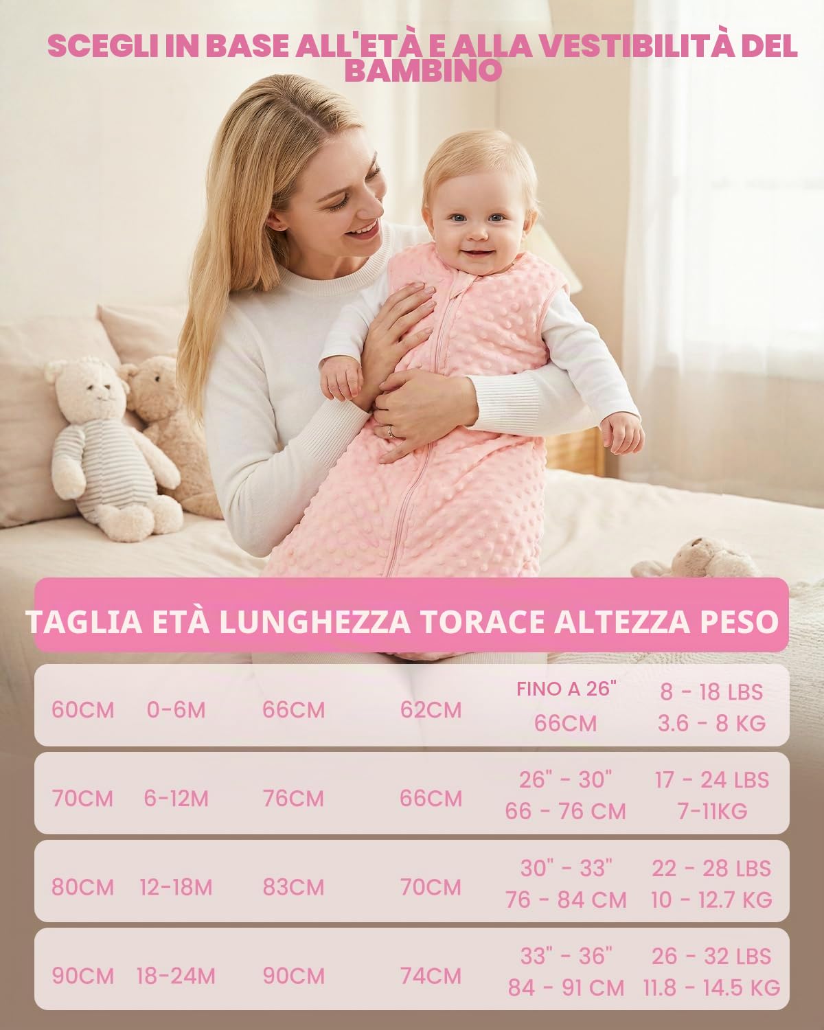 WYTbaby sacco nanna neonato in cotone, per neonati fino a 36 mesi