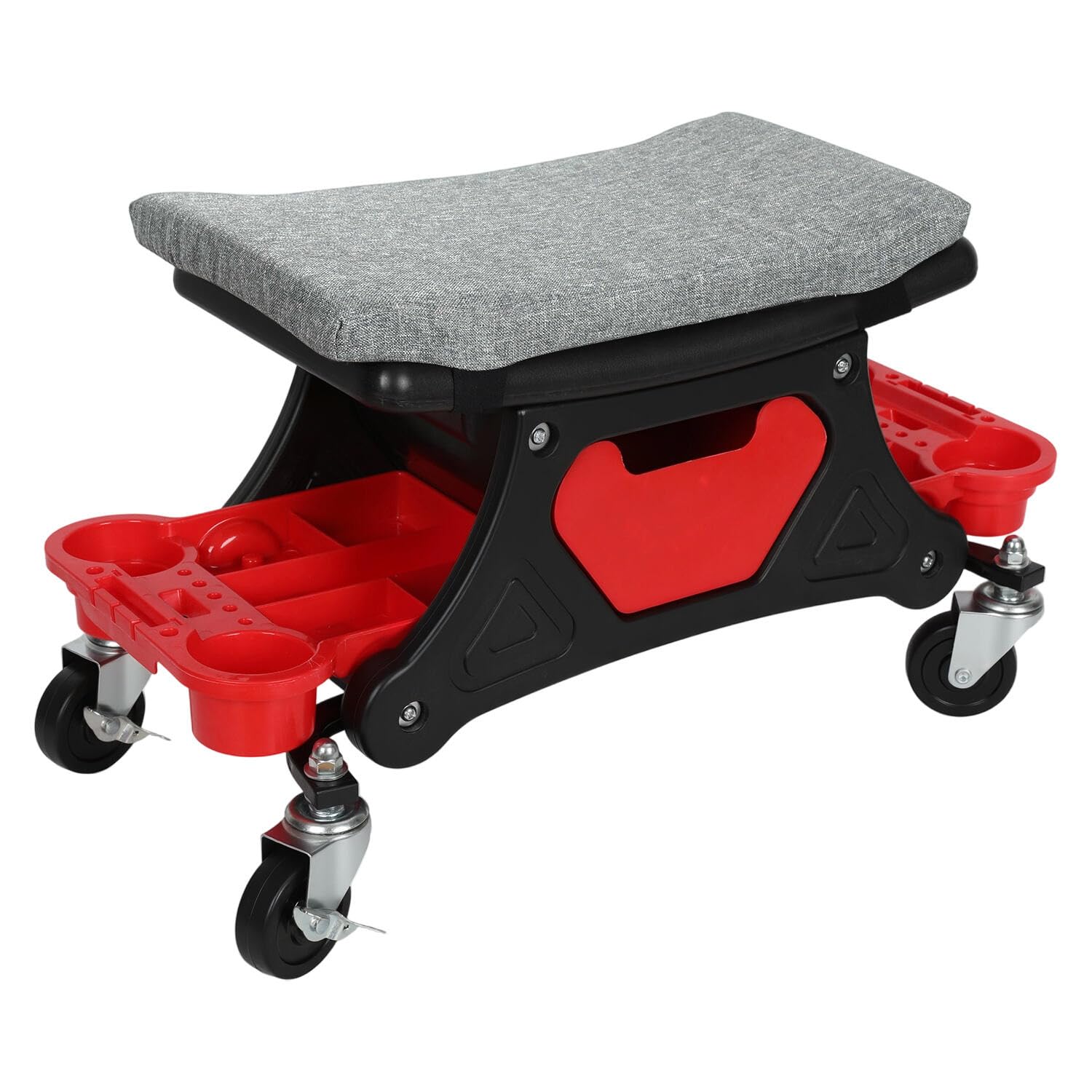 Werkstatthocker Rollhocker,Werkstatt Rollsitz 185kg Belastbar,Garagenhocker mit Aufbewahrungsbox,fixierbare Räder und Paletten, Mobil