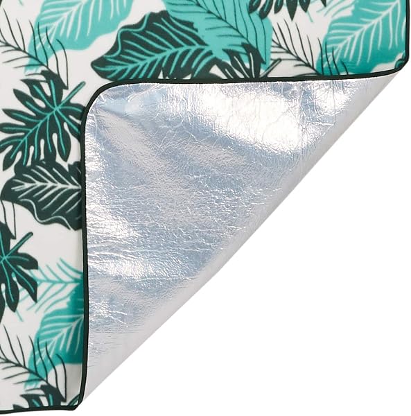 Amazon Basics Coperta da picnic con retro impermeabile, Studio, 200 x 200 cm, Foglie design - 4
