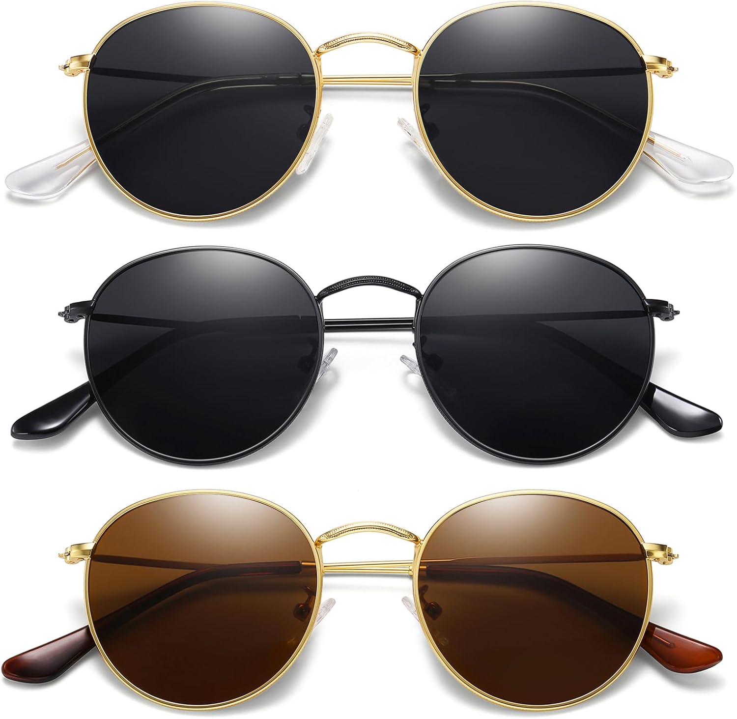 MEETSUN Round Polarized Sunglasses for Women Men Classic Retro Metal Frame Sun Glasses UV Protection