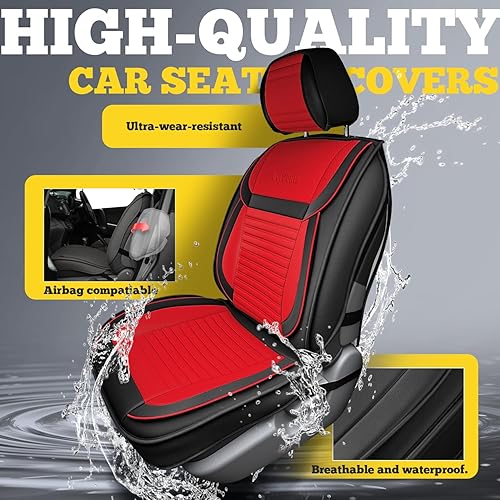 Miniatura 4 de LINGVIDO - Fundas de piel sintética con respaldo para asiento de automóvil, transpirables, impermeables, universal y antideslizante, SUV, camioneta