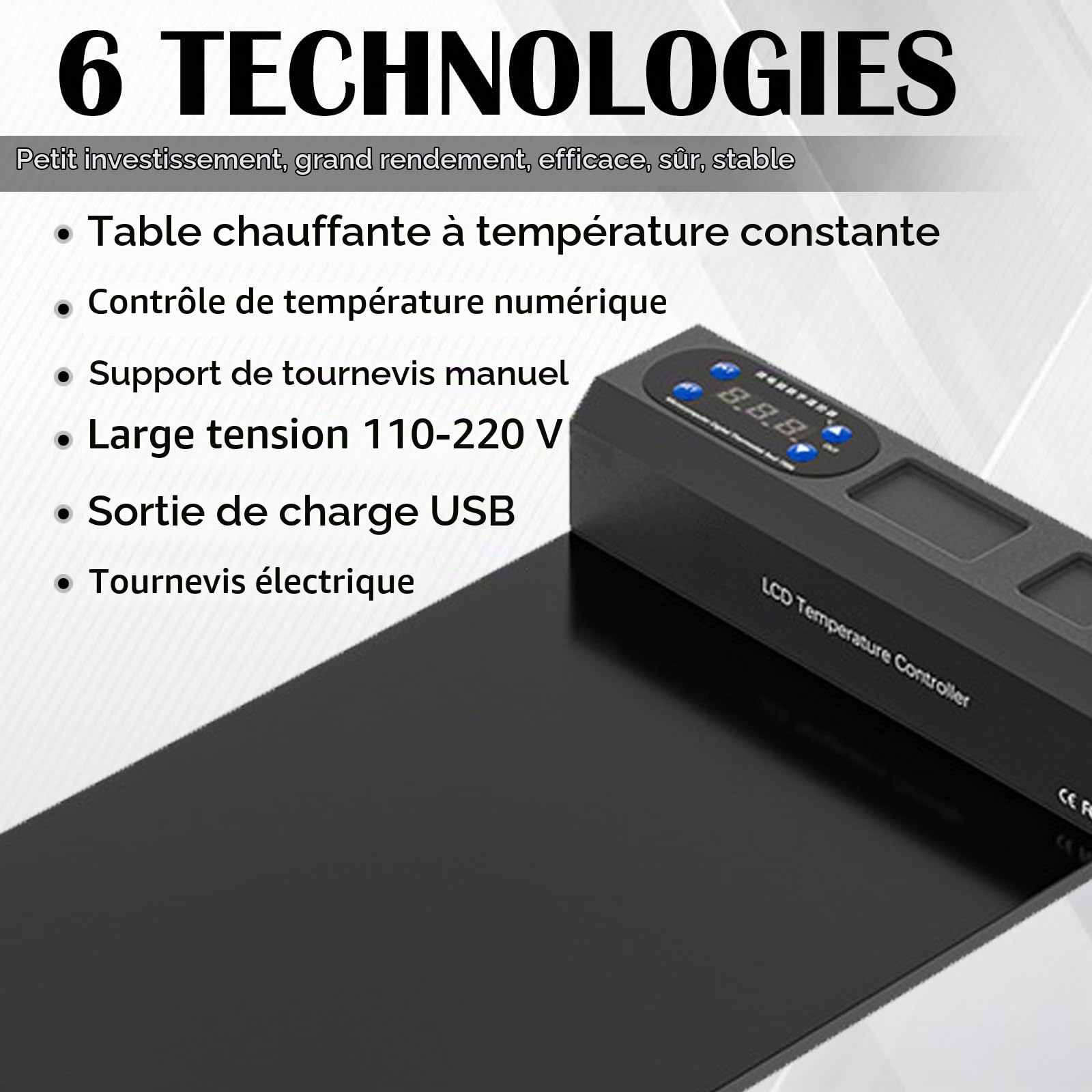 Tapis De Soudure, Tampon Chauffant SéParateur D'éCran, Coussin Chauffant pour éCran LCD Smartphone Et Tablette, Machine De SéParation D'éCran LCD pour Smartphone 350 W, 35 X 21 X 5,5 Cm