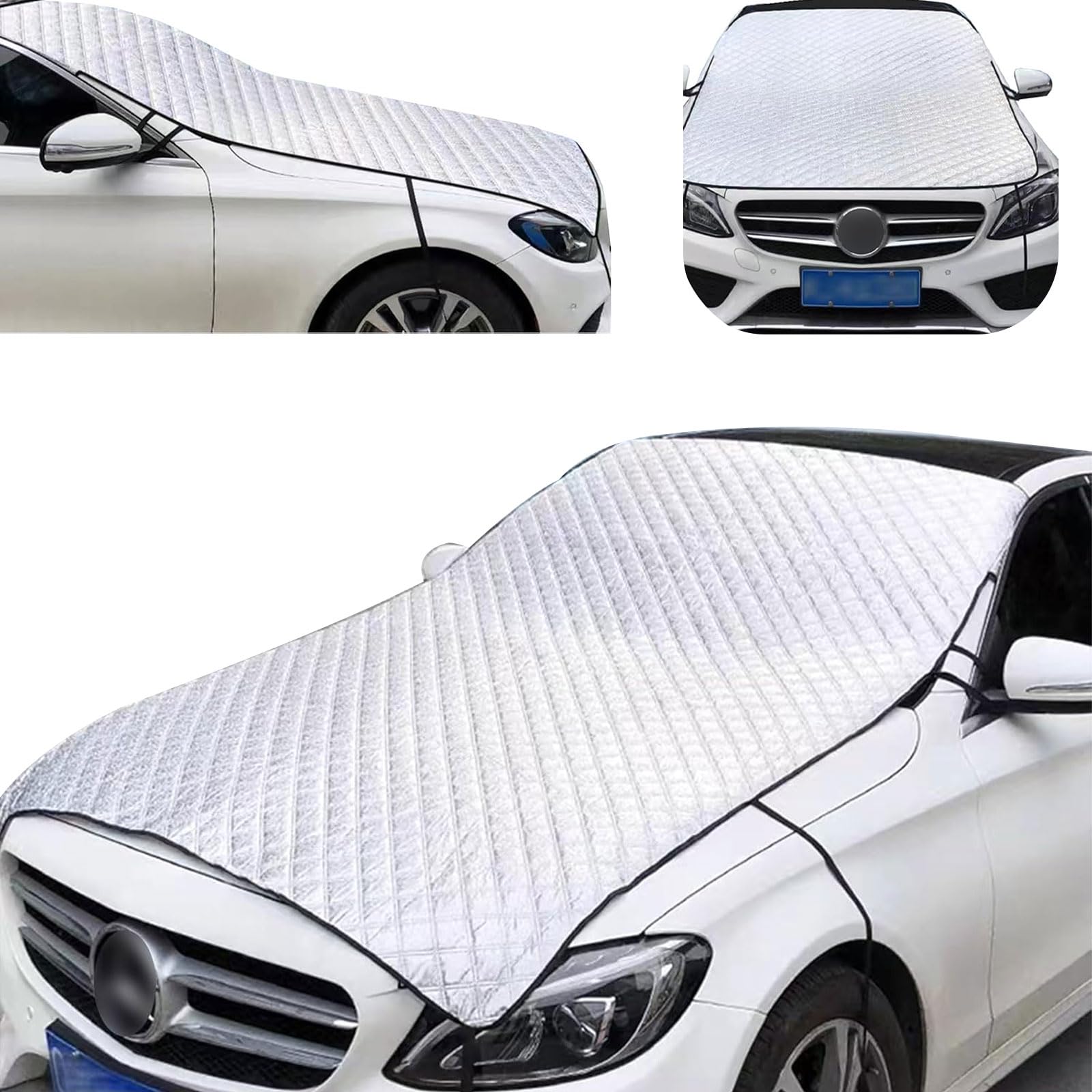 lekiliky Half Car Cover Thickened Engine Hood Protector for Sun Dust Leaves Debris Snow All-season Heat Insulation Scratchproof