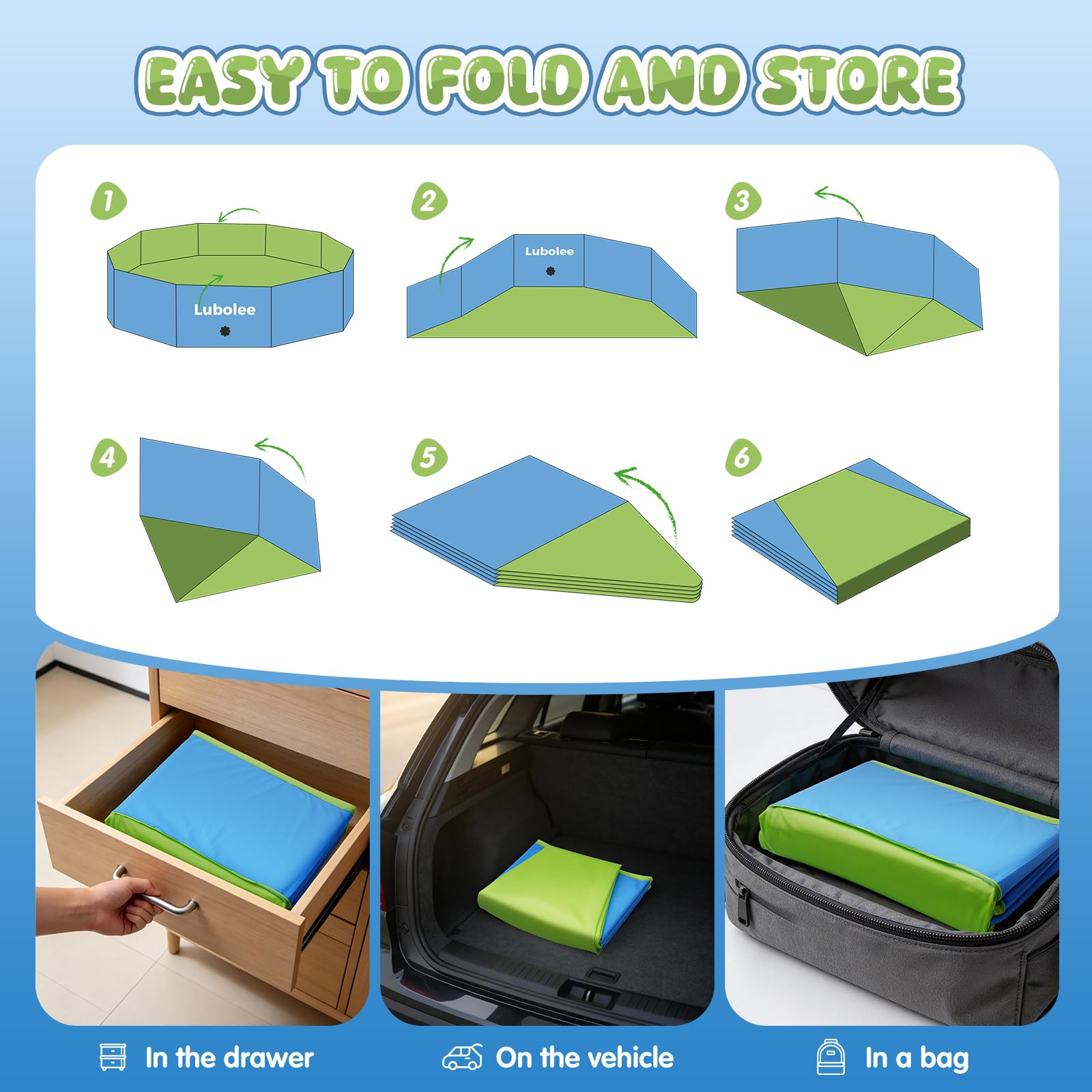Piscina Plegable para Perros, Piscina Perros Grandes Antiarañazos de PVC con Doble Pared, Piscina Portátil Perros & Niños con Sistema de Drenaje para Jardín, Camping, Playa y Verano (120x30cm)