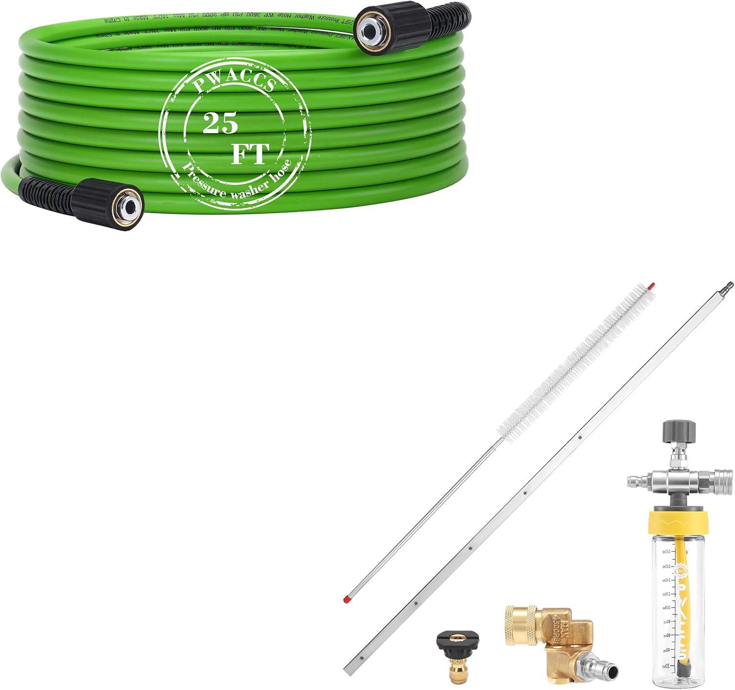 PWACCS Pressure Washer Hose for Power Washer – 3600 PSI High Pressure Replacement Hose, Radiator Cleaning Wand with Downstream Chemical Injector for Pressure Washer, 40" Power Washer Attachment Kit