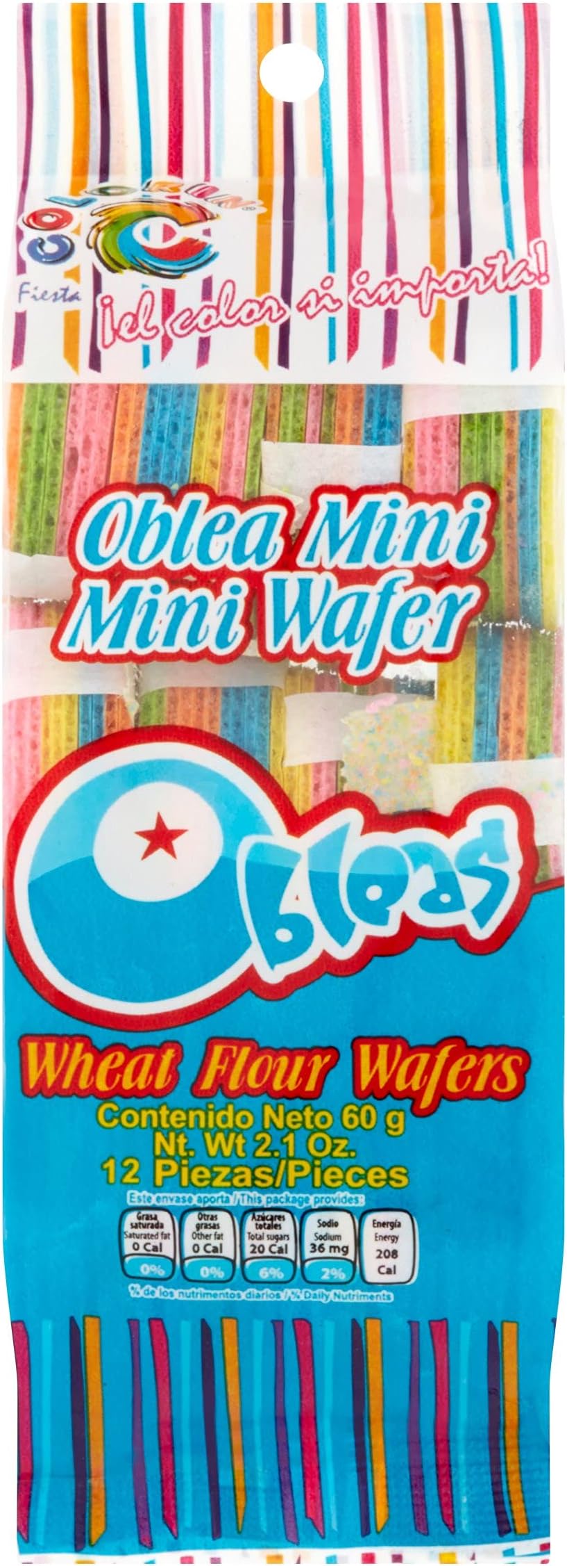 Las Sevillanas Colorin Obleas Wheat Flour Colored Mini Wafers, 2.1 Ounce, 1 Count (12 Pieces) - SUGAR CANDY - ETHNIC