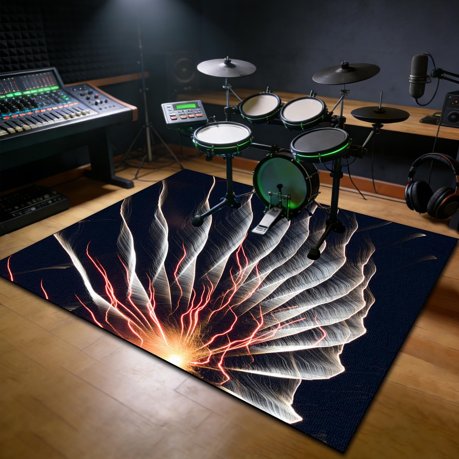 Dywaniki wodne Dywaniki do perkusji i perkusji 160 x 120 cm Dźwiękoszczelna mata bębnowa do elektronicznych zestawów perkusyjnych i innych instrumentów muzycznych, mata bębnowa