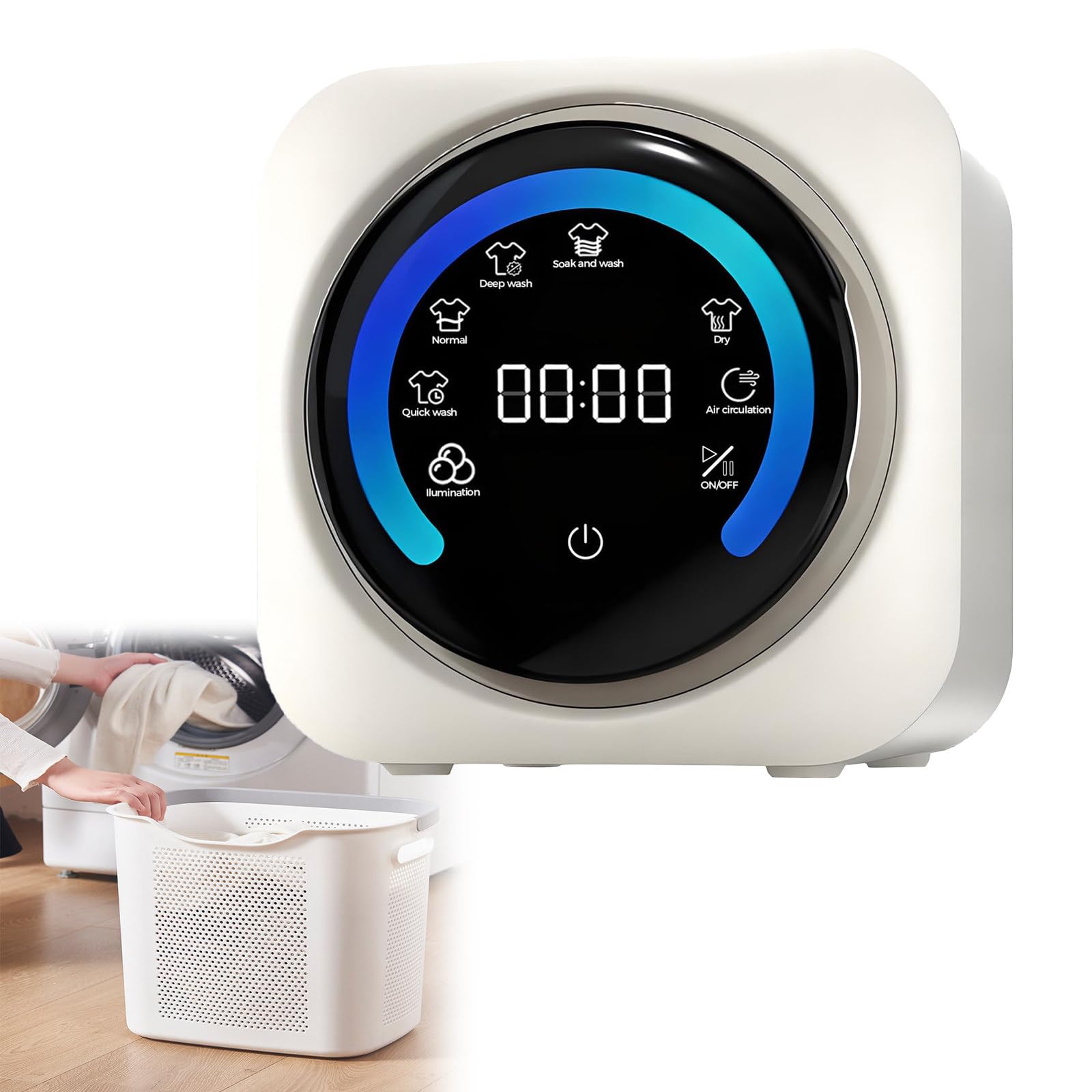 2-in-1 Mini-Waschtrockner-Kombination,Zur Wand- oder Tischmontage, 3.5-L-Edelstahltrommel, Intuitive Touch-Bedienung, Perfekt für Studentenwohnheime, Camping und Reisen. WallMount