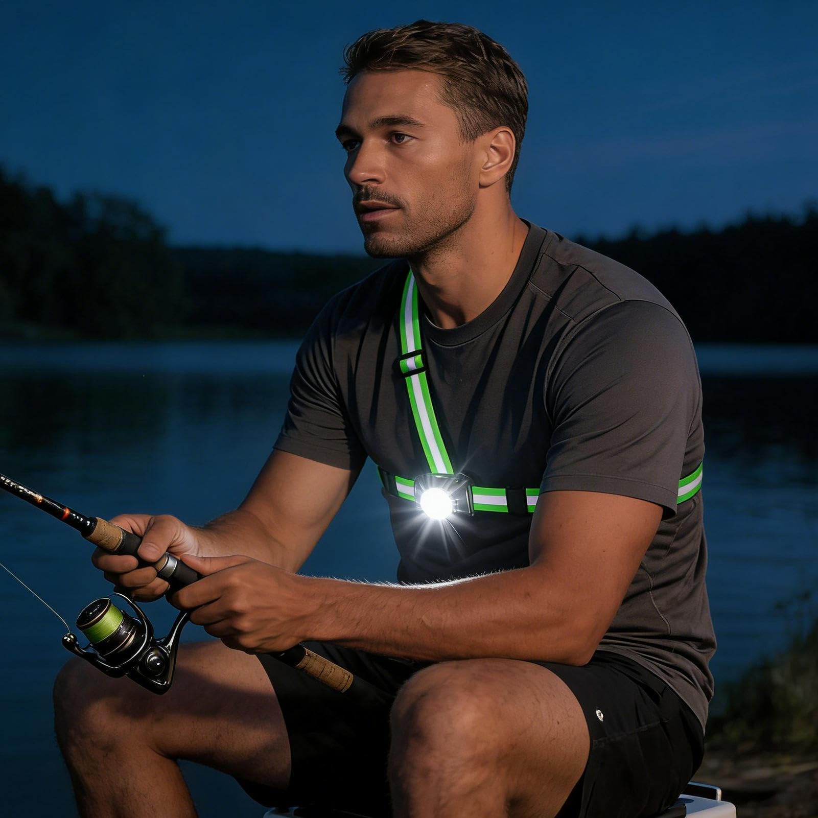 Luz LED para el pecho, 1000 lúmenes, recargable, haz ajustable de 90 grados, manos libres, para correr, caminar, senderismo, ciclismo, camping, trabajo nocturno